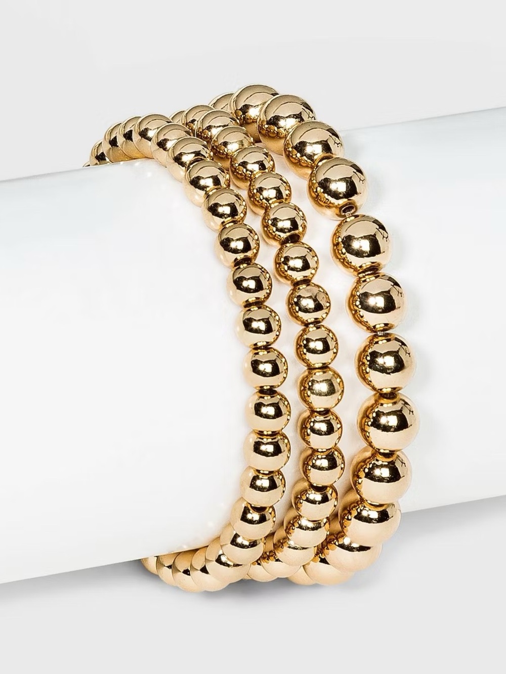 NWT Brass Beaded Bracelet 3pc - A New Day Gold: Nickel-Free Elastic Band